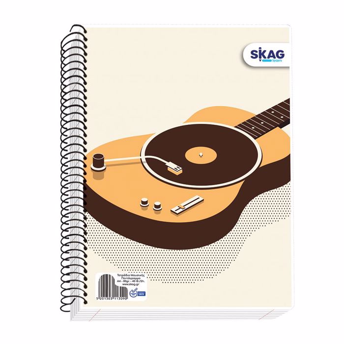 SKAG ΤΕΤΡΑΔΙΟ ΣΠΙΡΑΛ ΜΟΥΣΙΚΗΣ Α4 40Φ 70ΓΡ SKAG TETRADIO SPIRAL MOuSIKIS A4 40F 70G